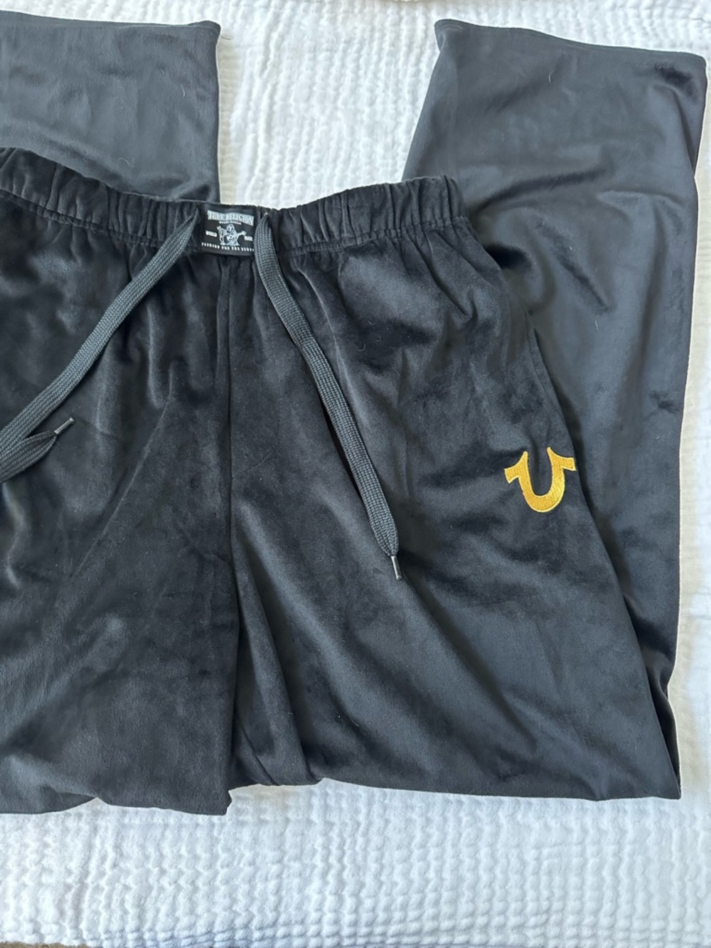 True Religion Black Velour straight-Leg Sweatpants - Picture 11 of 13